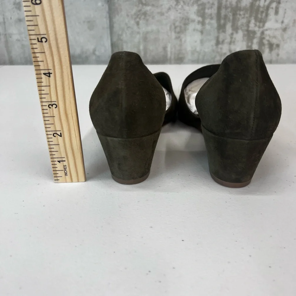 Vince New Barolo‎ Olive Green Suede Wedge Heels Size 10